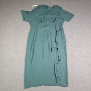 Katy D Maxi Dress Womens 14 Green Short Sleeve Faux Wrap‎ Midi Casual Elegant
